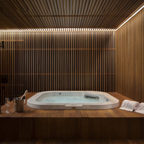 Take a bottle of bubbly down to the sensational jacuzzi