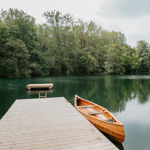 Sit on the deck while you overlook the sparkling lake with a cup of coffee