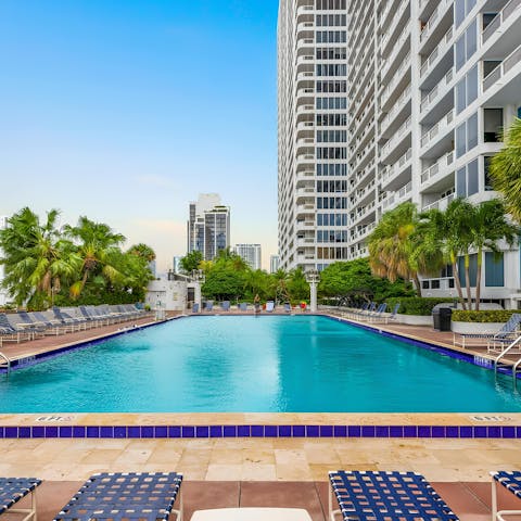 Cool off in the Olympic-sized communal swimming pool