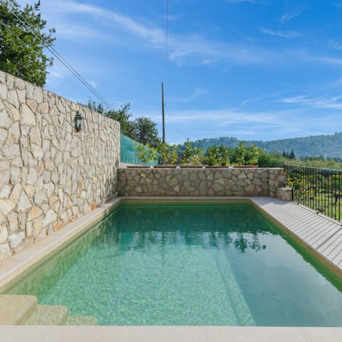 Chill out by the private swimming pool on hot days