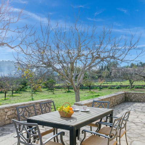 Gather your loved ones and dine outside in the glorious sunshine