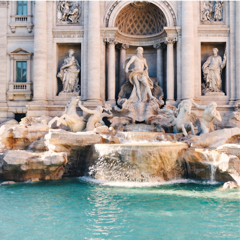 Make a wish at the Trevi Fountain – a short three minute walk away