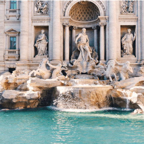 Make a wish at the Trevi Fountain – a short three minute walk away