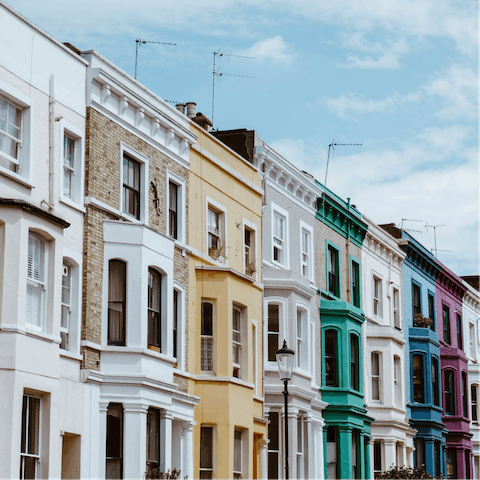 Discover Notting Hill's Portobello Road, just a twenty-five minute walk away
