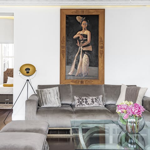 Unwind in the stylish living space after a busy day in London