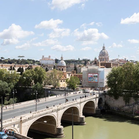 Stay in lively Prati, overlooking the River Tiber and the bustling Lungotevere