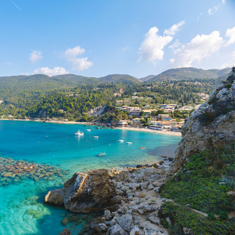 Drive forty minutes to visit the island of Lefkada