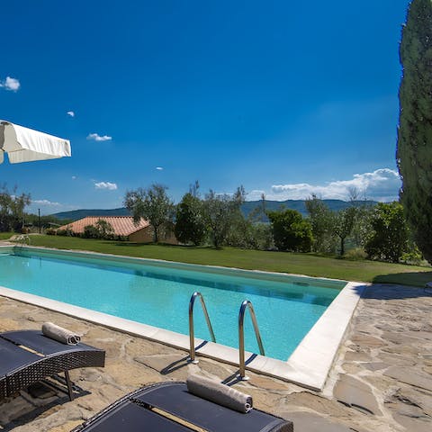 Savour the beautiful scenery while relaxing by the pool