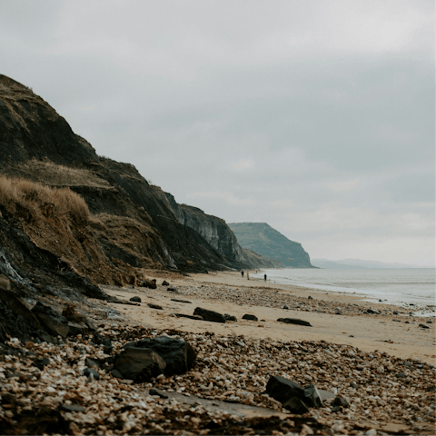 Sprawl out on Charmouth Beach, a ten-minute walk away
