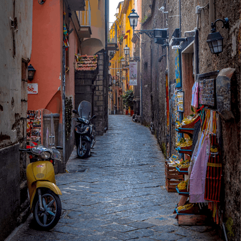 Wander the colourful backstreets of Sorrento, just a short walk away