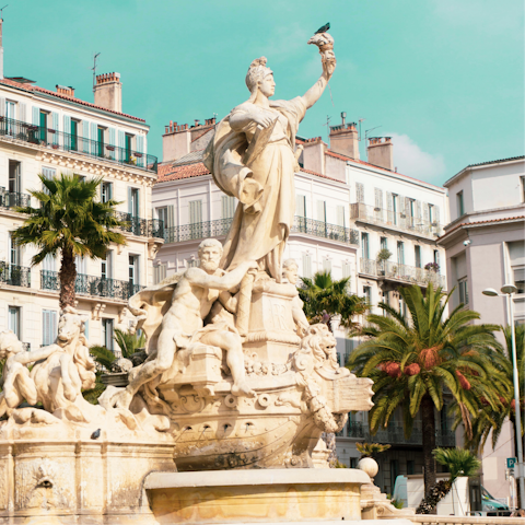 Explore the marine city of Toulon, fifteen-minute drive away