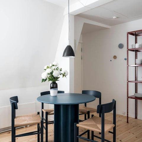 Begin the day with Danish pastries around the dining table