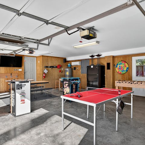 Head into the garage for games night the whole family can enjoy