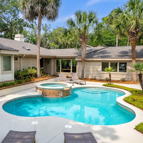 Chill by the private pool – it can be heated for a fee