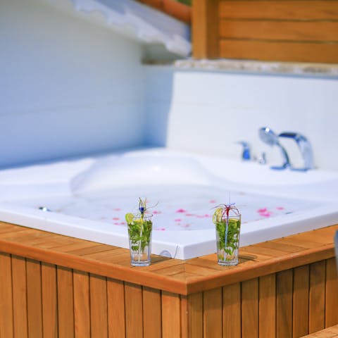 Celebrate cocktail hour in the Jacuzzi