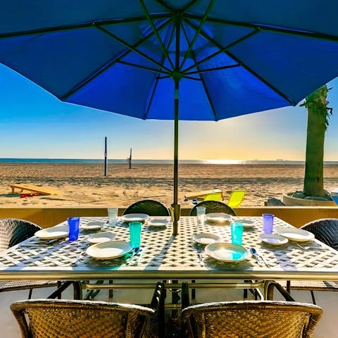 Enjoy meals with a view on the oceanfront patio