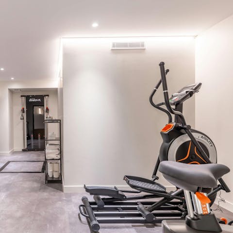 Keep up with your fitness routine in the on-site gym