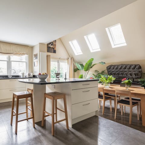 Cook up a brunch feast in the sleek, chef-worthy kitchen