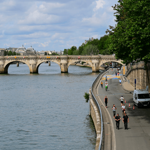 Enjoy leisurely afternoon strolls alongside the Seine