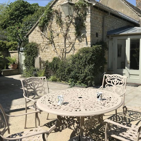 Enjoy afternoon tea in the pretty courtyard garden