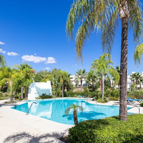 Head down to the communal pool for a refreshing dip