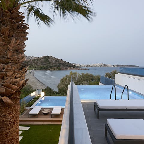 Enjoy a sunset dip in the private pool