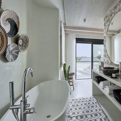 Treat yourself to a soak in the en-suite freestanding tub