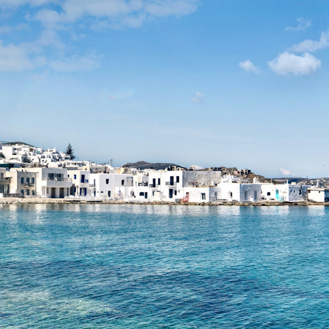 Explore the pretty fishing village of Naoussa – a short drive away