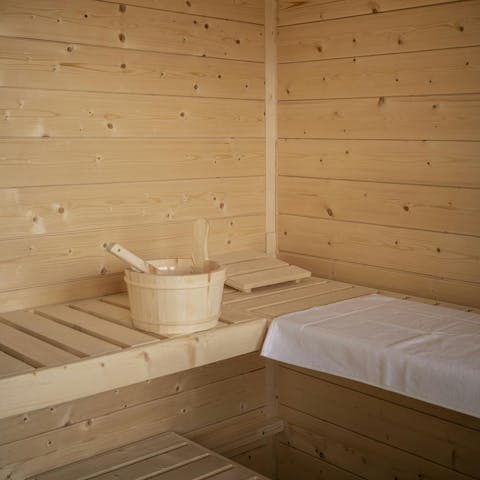 Rest your aching muscles in the sauna after a long day spent outdoors