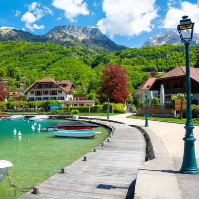 Talloires, the nearest town by the lake is only 10 minutes drive away. It is most know for its famous Auberges with high-end gastronomy