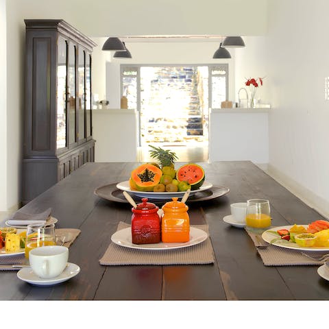 Gather for delicious homecooked meals prepared by the private chef