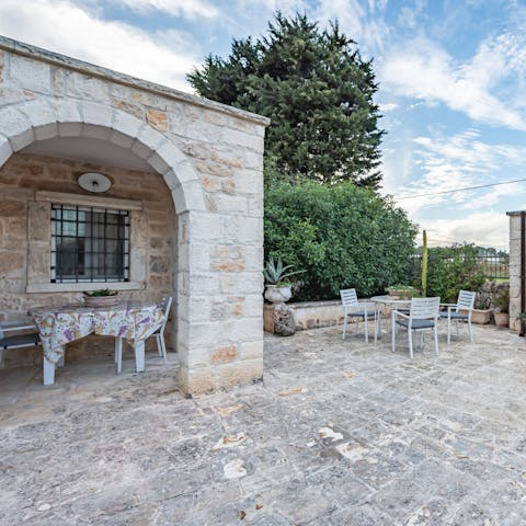 Dine alfresco in the shade of the veranda
