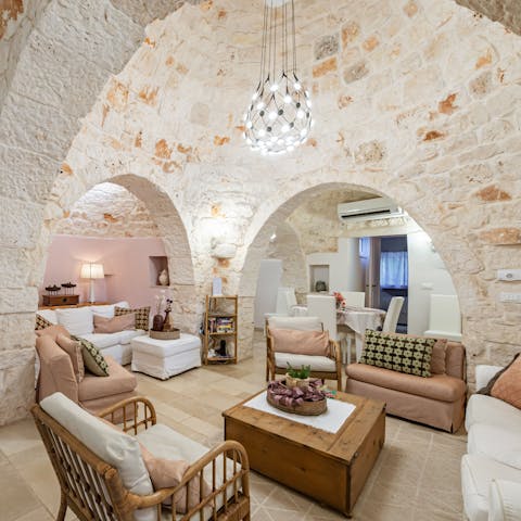 Spend family time together in a charming Apulian trullo