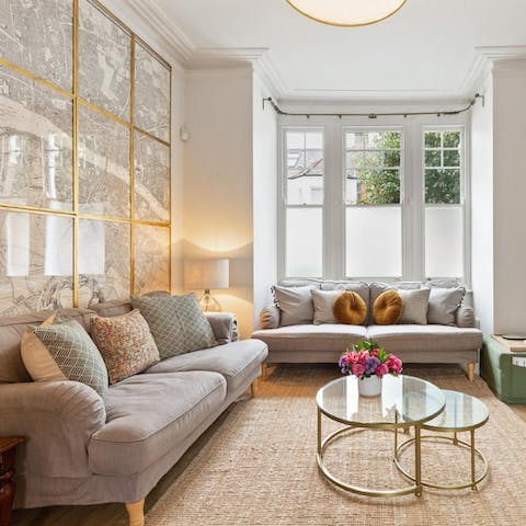 Get comfy in the elegant living room