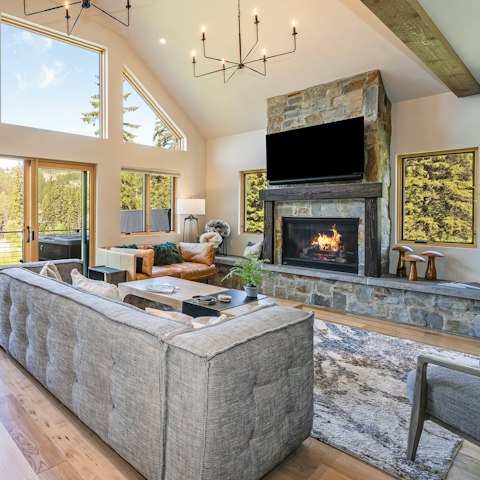 Light the fire and relax on the sofa with a glass of wine