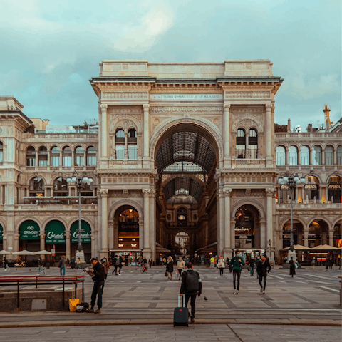 Go shopping in Galleria Vittorio Emanuele II, just a five-minute stroll away