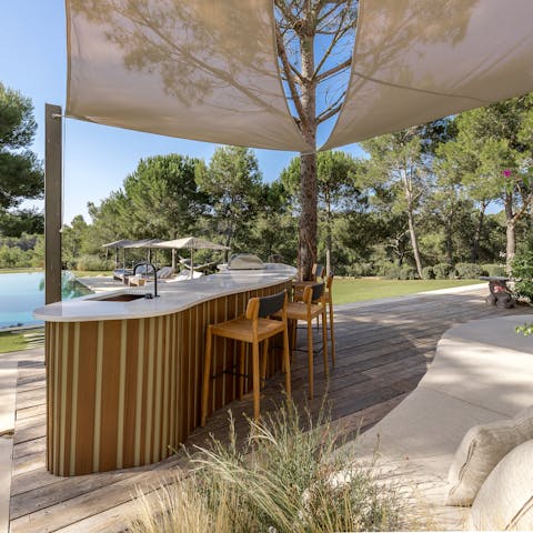 Set up for sundowners at the bar on one of many terraces