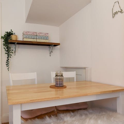 Gather around the dining table for breakfast before setting off