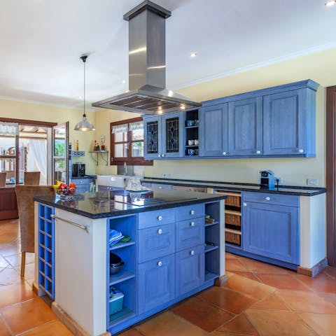 Cook a feast for everyone in the well-equipped kitchen