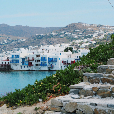 Explore the vibrant heart of Mykonos Town – a short drive away