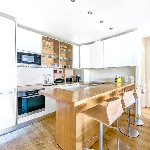 Enjoy croissants and coffee at the breakfast bar