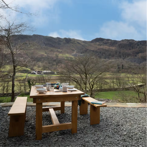 Tuck into a hearty breakfast outdoors and soak up the magical views