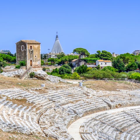 Explore history at the Greek Theatre of Syracuse, within a twenty–minute drive away