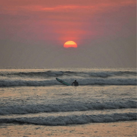 Stroll through the vibrant heart of Seminyak to the beach