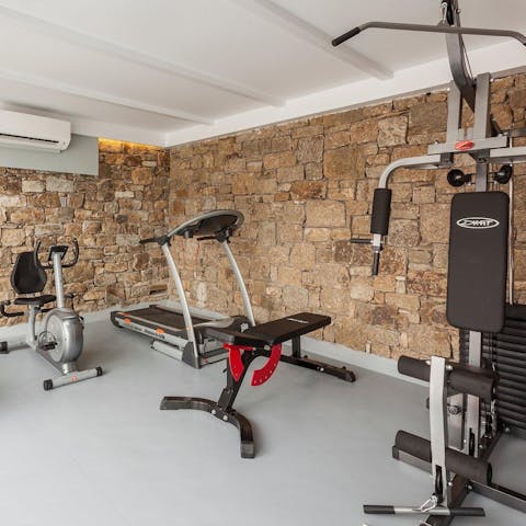 Keep up with your workout routine in the on-site gym