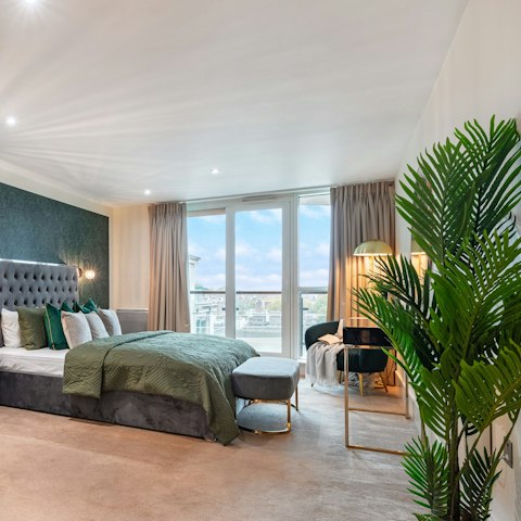 Wake up to city skyline views