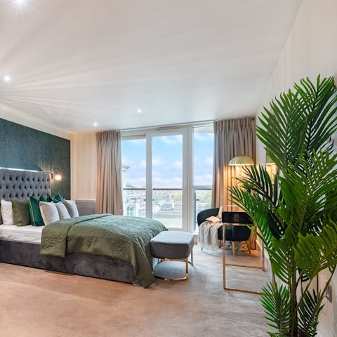 Wake up to city skyline views