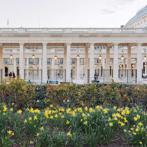 Take a 2-minute stroll over to the Jardin du Palais-Royal