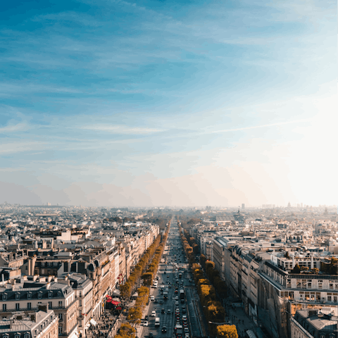 Head out and explore the famous Champs-Elysées just minutes away