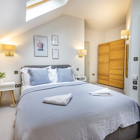 Enjoy an unbroken night's sleep in the tranquil attic bedrooms